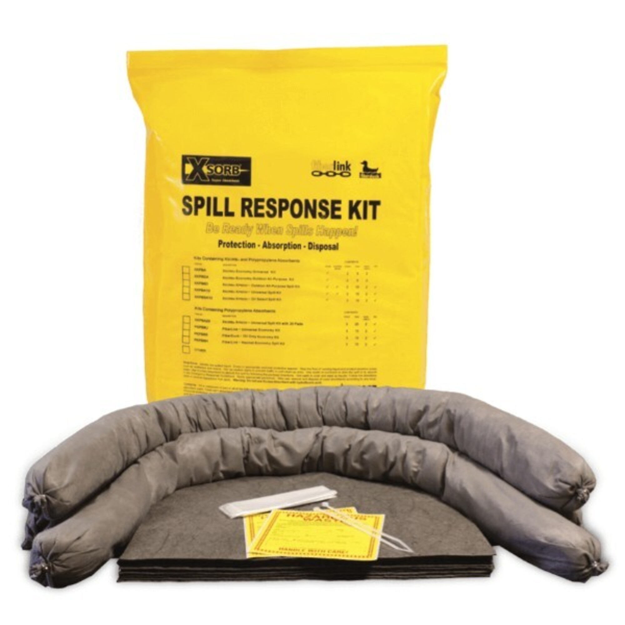 Impact Absorbents Inc FiberLink Universal Economy Spill Kit — Absorbent Pads and Socks, 18in. x 24in. Bag, Model# PKPB7U-3